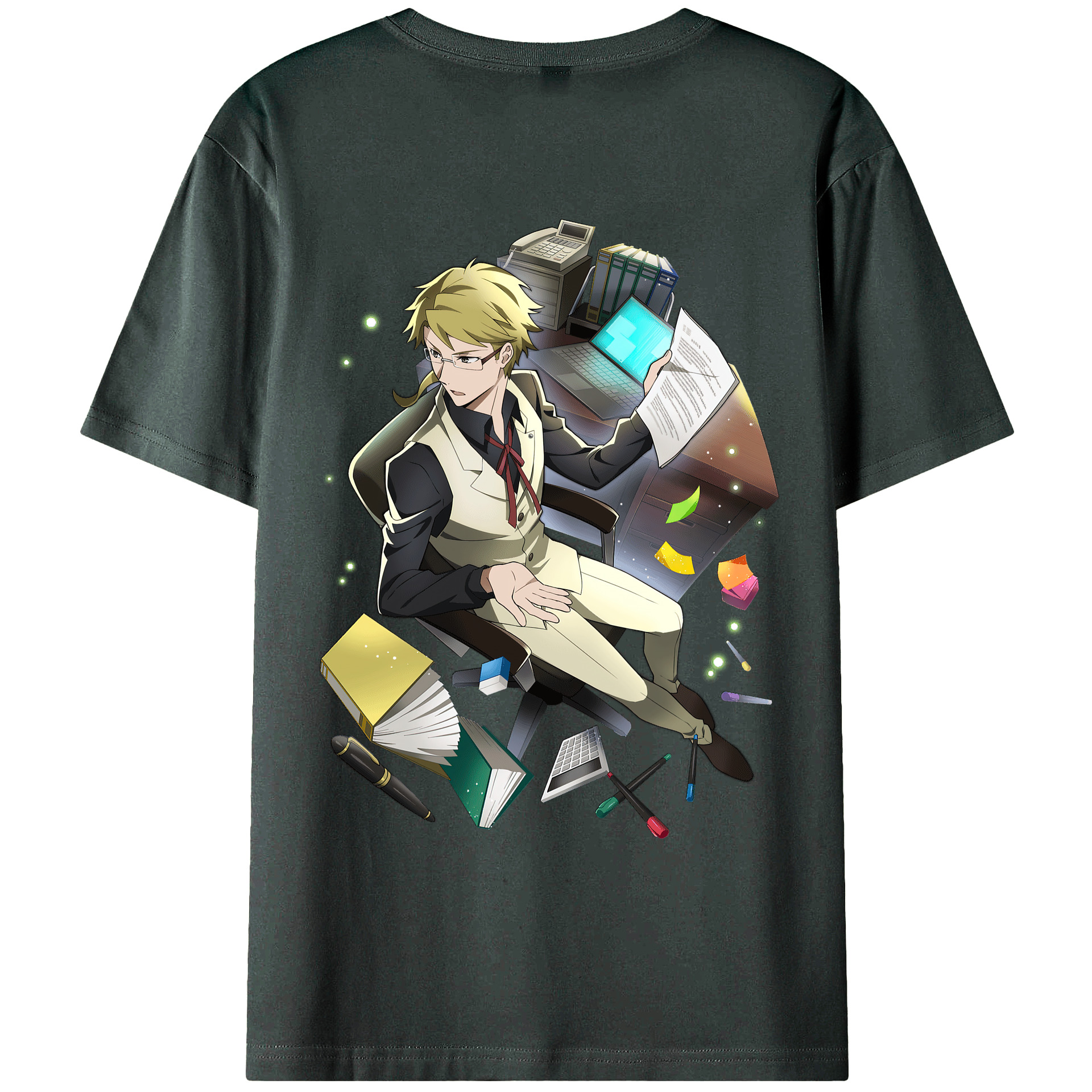 （画像用） 文豪ストレイドッグス Bungo Stray Dogs 綿100％ メンズ半袖Tシャツ（バックプリント） 通気性